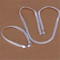 Silver Color  8/16/18/20/22/24 Inch 6mm Side Chain Necklace Bracelet For Woman Men Fashion Charm Wedding Jewelry. 