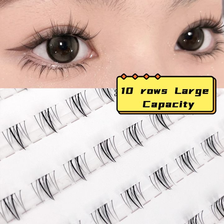 MIAOJIE 10 Rows 5-7mm Air Lower Eyelashes Fairy Fake LashesSegmented Natural Under Lashes Manga Bottom Lashes Makeup Eyelash Mak