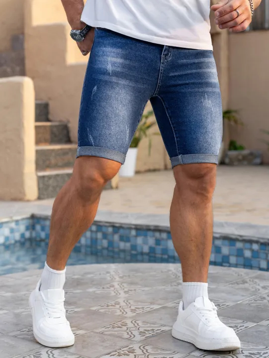 Men%20Denim%20Jeans%20Pants%20Clothing%20Trousers%20Shorts%20Men's%20Dark%20Wash%20Rolled%20Cuff%20Casual%20Denim%20Shorts%20-%20Image%206