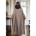 Elegant Oversized Geometric Pattern Cover Shirt with Matching Scarf for All Seasons.