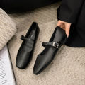 New style of retro soft leather Mary Jane women's shoes elegant French style small buckle flat sole fashionable single shoes2025. 