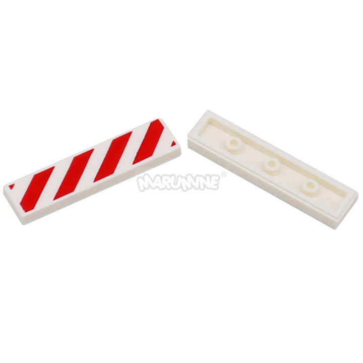 MARUMINE%2020PCS%20MOC%20Bricks%20Wrning%20Signs%201x4%20Tile%20Danger%20Stripe%20Building%20Block%20Parts%20Accessories%20Fit%20with%202431%20Plate%20Barricade%20-%20Image%205