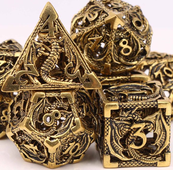 Dd Set Dragon Metal D&D Dice Set, Hollow Metal Dragon d and d Dice Set ...