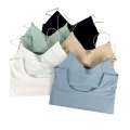 1pc Women Solid Color Camisole Ice Silk Tube Seamless Sports Tank Top Wireless Underwear Padded Bra Bralette Vest.