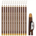 12pcs black/borwn/dark brown eyebrow pencil sharpener Eyebrow Pencil with Sharpener eyebrow line lasting.