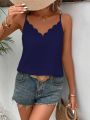 Plus Size Women's Wavy V-Neck Sleeveless Tank Top Summer Vest Lightweight Casual Style.