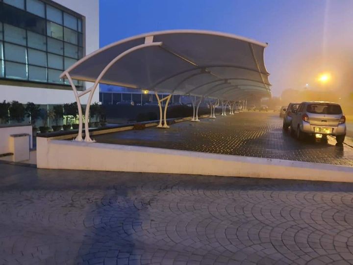 Tensile PVC fabrics for parking sheds and awnings