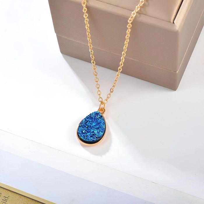 Cheap Fancy Newest blue Crystal Water Drop Necklace Pendant
