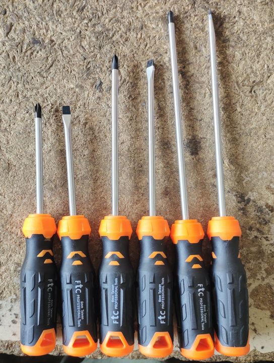 6pcs Screw driver Set 4"+6"+8" soft grip  orange/Black