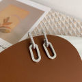 Silvery Dangle Earrings With Shiny Zircon Decor Elegant Minimalist Style Copper Plated Jewelry Daily Casual Gift for Women. 