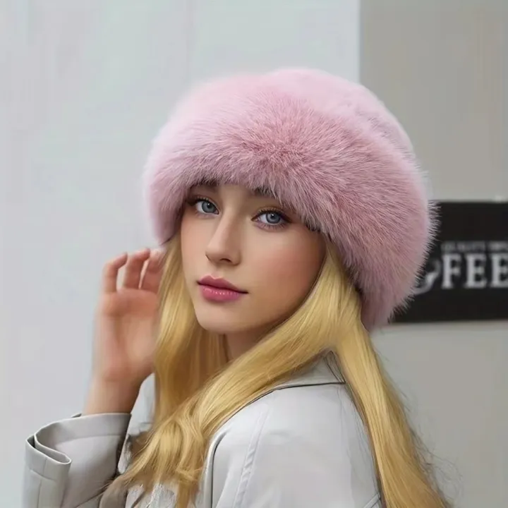 New%20Fluffy%20Fur%20Winter%20Hat%20Solid%20Color%20Thicken%20Bucket%20Hat%20Cold%20Windproof%20Berets%20Chrismas%20s%20-%20Image%204