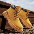 2025 New Men's Big Yellow Boots Durable Anti - Skid Sole High - Top Chunky Sole Winter Fleece Lined British Work Boots Motorcycl. 