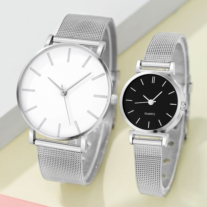 2pcs%20Stainless%20Steel%20Quartz%20Watches%20For%20Women%20Men%20Leisure%20Fashion%20Golden%20Ladies%20Clock%20Wristwatch%20-%20Image%203