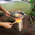 Portable Outdoor Camping Stove Wood Burning Mini Lightweight Stainless Steel  Stove Picnic BBQ Cooker Travel Adventure Tools. 