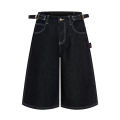 2026 Summer American Retro Denim Cropped Pants for Men and Women Street Loose Wide-leg Shorts Y2K Hip-hop Street Dance Pants. 