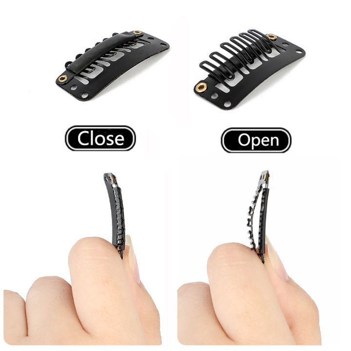 50/30/10pcs%20Hot%20Sale%20Wig%20Comb%20Clips%20Extension%20Clips%20Snap%20Hair%20Extension%20Clips%20For%20Women%2032mm%20Black/Coffee%20Clip%20-%20Image%203