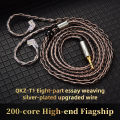 QKZ T1 KZ Wired Headphone Cord 8-Strand Silver Plated Upgrade Cord 0.75MM 2Pin HiFi Earphone Update Cable 3.5MM DJ Headset. 