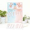 1Set Teddy Bear Gender Reveal Poster, Gender Reveal Voting Poster Party Games Kit with 36pcs Bear Pink and Blue Voting Stickers. 