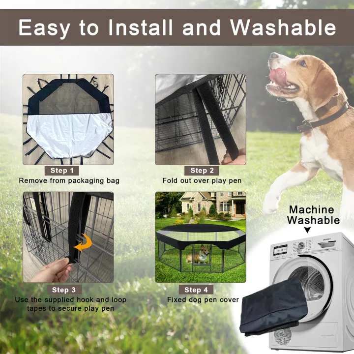 24%20Inch%20Pet%20Playpen%20Cover%208%20Panels%20Octagonal%20Pet%20Fence%20Mesh%20Cover%20Dog%20Playpen%20Sun%20Protection%20Shade%20Cover%20Waterproof%20Dog%20Playpen%20-%20Image%203