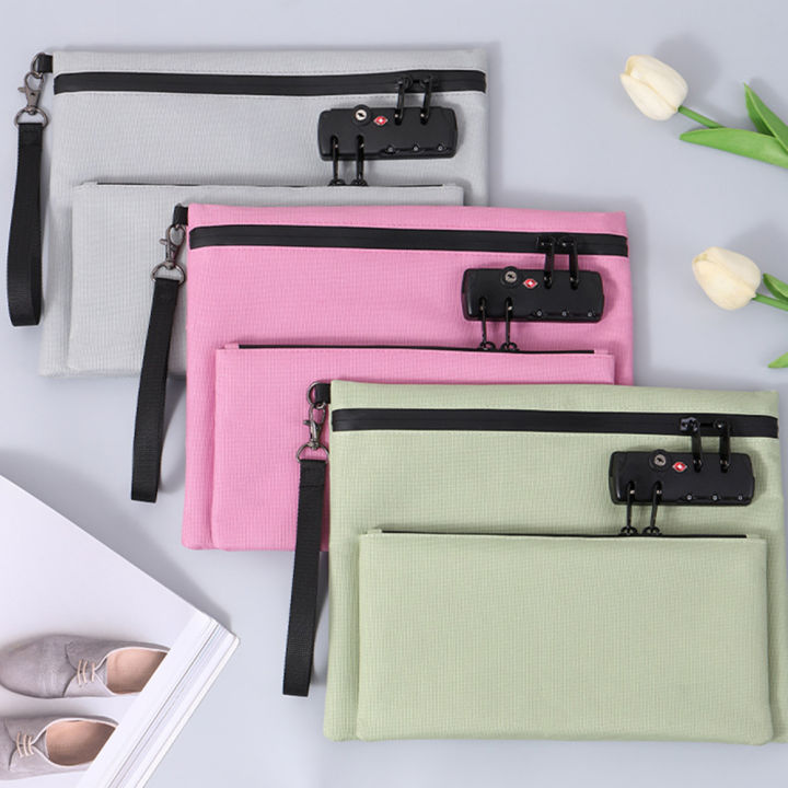 Travel%20Lock%20Bag%20Multiple%20Compartments%20Storage%20Bag%20with%20Combination%20Lock%20Zipper%20Money%20Bag%20Portable%20Certificates%20Organiser%20-%20Image%202