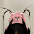 1pc Fun Raise Your Hands to Pull Your Hair, Pink Bunny Headbands, Funny Fun Headbands, Grab Bangs, Hair Ties, Cartoon Headwear. 
