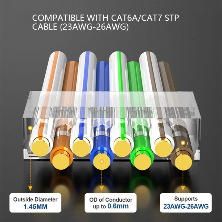 5/10Pcs%20RJ45%20Pass%20Through%20Connectors,%20Cat8/Cat7/Cat6A%20Shielded%20Modular%20Plug,%2050UM%20Gold%20Plated%208P8C%20Ethernet%20Connector%20-%20Image%206