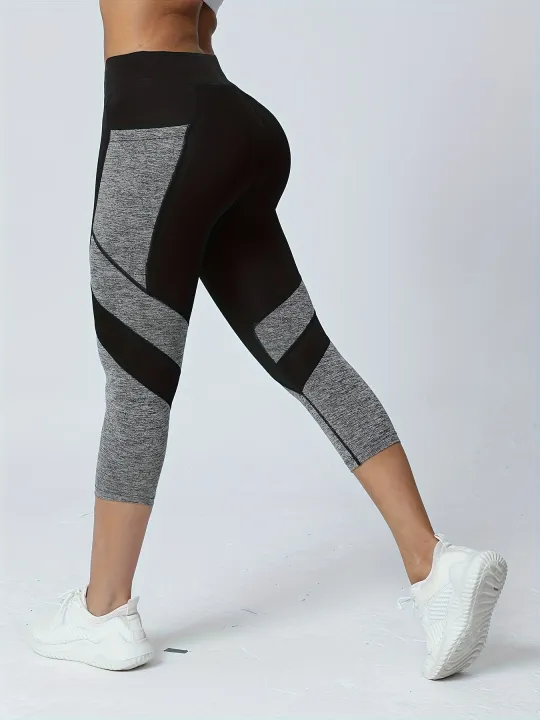 Women's%20Patchwork%20Pocket%20High%20Waist%20Yoga%20Pants%20Capri%20Leggings%20Tummy%20Tuck%20Sweatpants%20-%20Image%204