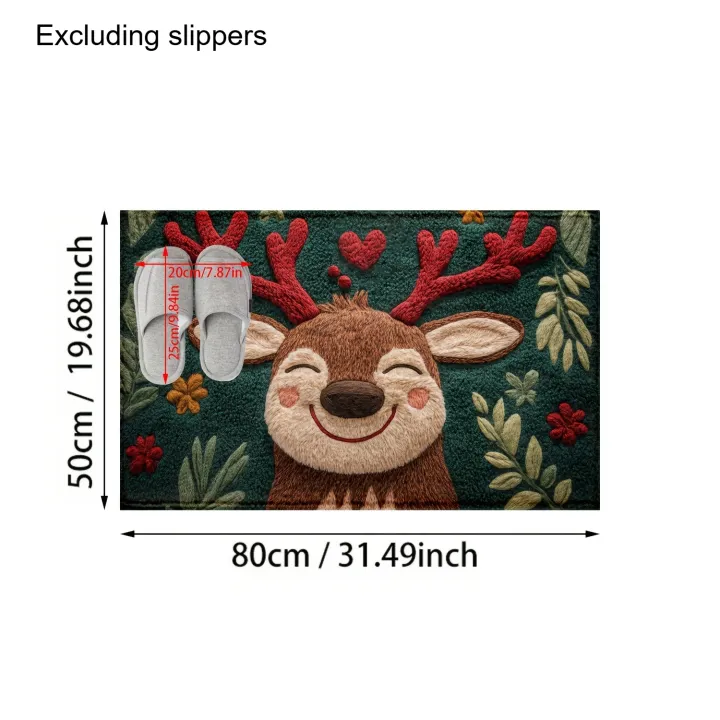 1pc%20Fluffy%20Christmas%20Deer%20Microfiber%20Bath%20Mat%20-%20Quick-Dry%20&%20Absorbent,%20Festive%20Holiday%20Design%20with%20Red%20Berries%20&%20Green%20Leaves%20-%20Image%202