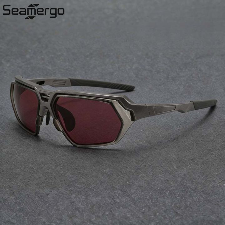 SEAMERGO Retro Polarized Cycling Sunglasses Man High-end 2025 Outdoor Activities UV Resistant Cyberpunk Glasses Walk The Show