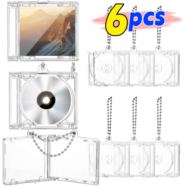 1-6pcs Blank Album Mini CD Case Keychain CD Player Keyring Peripheral ...