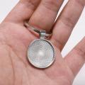 5pcs/lot Keychain With Pendant Bezel Blank Fit 25mm Cameo Glass Cabochon Base Setting DIY Keychain Key ring Supplies For Jewelry. 