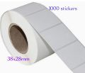 Pack Of 5 -  Bar Code Label Sticker Roll -1000 sticker Per Roll -(Size 38x28mm). 