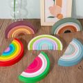 Arch Bridge Rainbow Wooden Building Blocks Stacking Games Color Cognitive Kids Montessori Educational Wood Toys for Children. 