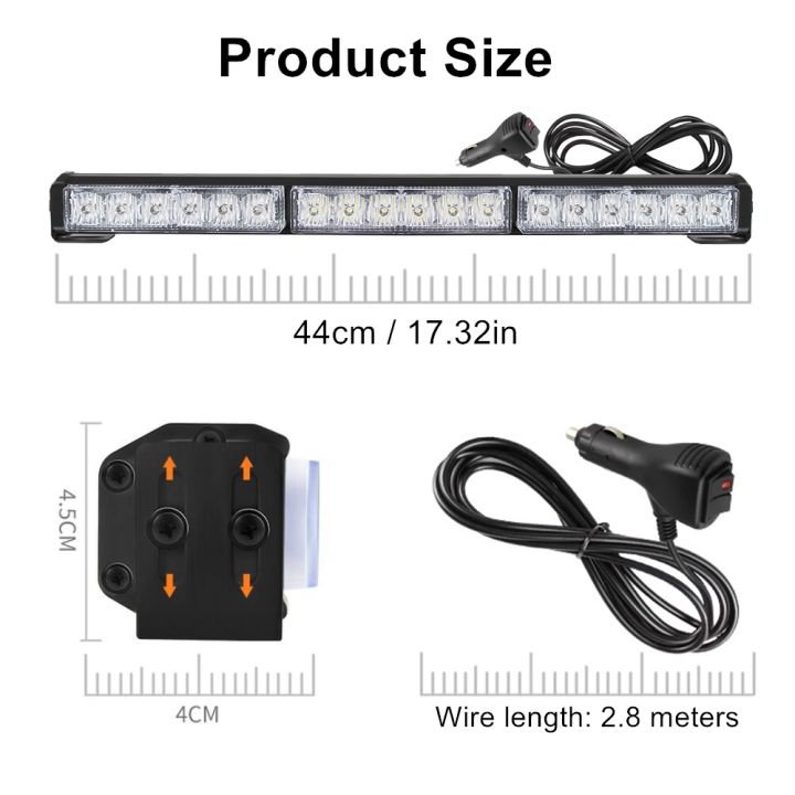 Red%20White%20Blue%2018%20LED%20Police%20Signal%20Light%20Traffic%20Adviser%20Car%20Emergency%20Warning%20Strobe%20Lights%20Bar%20Vehicle%20Flashing%20Lamp%20Beacon%20-%20Image%203