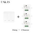 UNKAS 1 Gang + 1 Receiver 86 Wireless Smart RF 433Mhz 100-250V Remote Control Mini Relay Receiver Home Led Light Lamp Switch. 