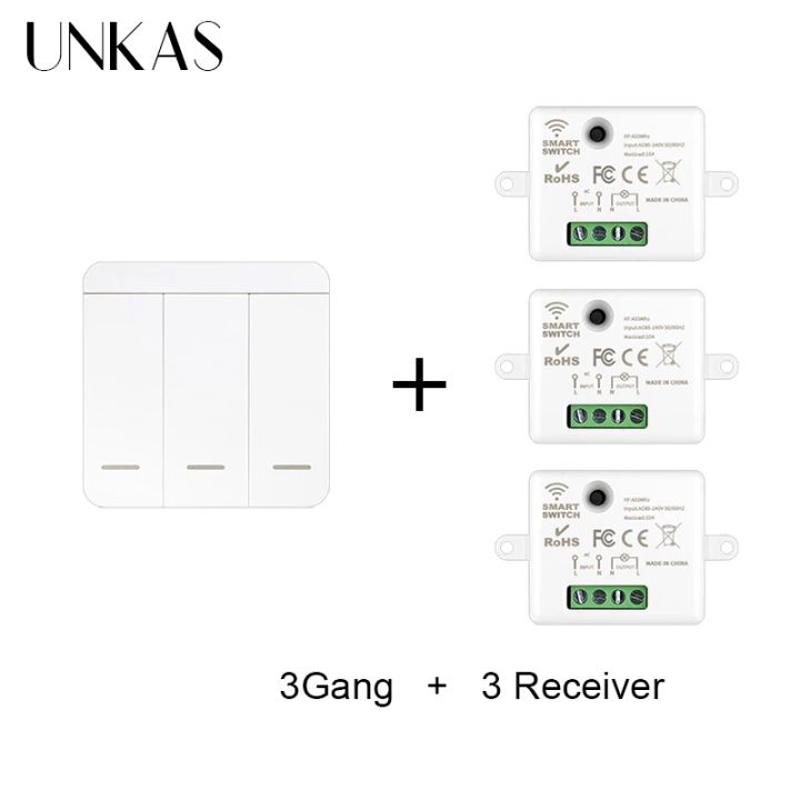 UNKAS%201%20Gang%20+%201%20Receiver%2086%20Wireless%20Smart%20RF%20433Mhz%20100-250V%20Remote%20Control%20Mini%20Relay%20Receiver%20Home%20Led%20Light%20Lamp%20Switch%20-%20Image%207