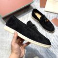 Suede Leather Loafers for Women Summer Walk Designer Flat Shoes Fashion Causal Moccasines Metal Pendant High Quality Comfortable.