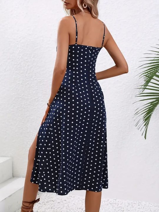 2024%20Women%20Floral%20Print%20Spaghetti%20Straps%20Summer%20Boho%20Beach%20Dress%20Print%20Elegant%20%20Suspenders%20Square%20Neck%20Slit%20Dress%20Vestidos%20-%20Image%204