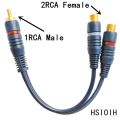 Line Cooper Wire 2 RCA Female To 1 RCA Male Splitter Cable Audio Splitter Distributor Converter Speaker Gold Cable Cord. 