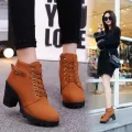 2024 New Spring Winter Women Pumps Boots High Quality Lace-up European Ladies Shoes PU High Heels Boots Fast Delivery. 