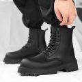 Couple's casual boots four season men's and women's high top leather boots fashion thick soled non slip plus size outdoor boots. 