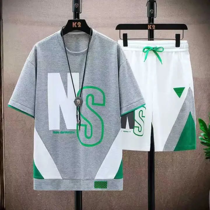 Summer%20T%20Shirts%20for%20Men%20Clothing%20Casual%20Gradient%20Men%20Set%20Tshirt%20Summer%20Running%20Men's%20Two-piece%20Oversize%20Gym%20Sport%20Short%20Pants%20-%20Image%202