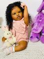 NPK 24 Inch Reborn Baby Doll Dark Brown Skin Lifelike Toddler Lottie Newborn Princess Girl Soft Touch 3D Art Doll. 