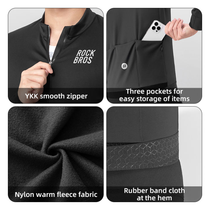 ROCKBROS%20Cycling%20Jersey%20Men's%20Autumn/Winter%20Fleece%20Warm%20Windproof%20Bicycle%20Jersey%20Heat%20Storage%20Breathable%20MTB%20Bike%20Jersey%20-%20Image%205
