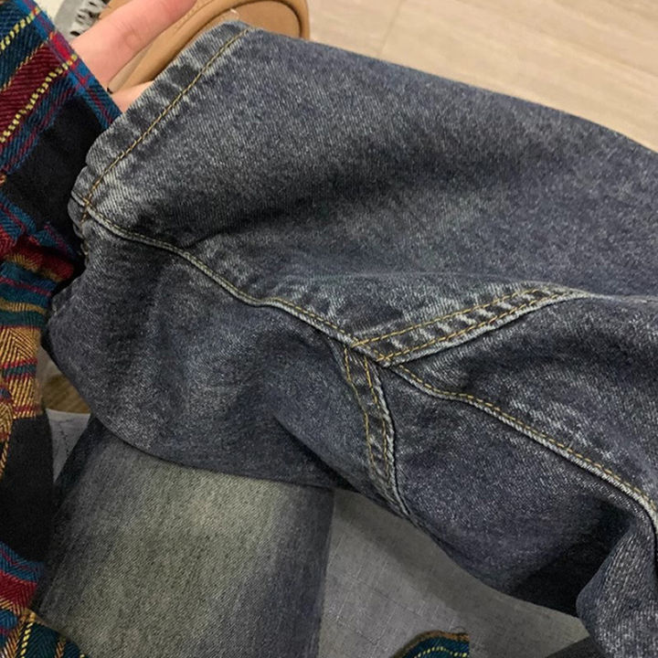 Y2K%20Spicy%20Girl%20Dark%20Series%20Wide%20Leg%20Jeans%20Women's%20New%20High%20Street%20Splicing%20Loose%20High%20Waist%20Slimming%20Flare%20%20Pants%20-%20Image%205