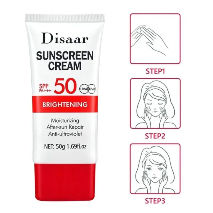 DISAAR%2050+%20MOISTURIZING%20SUNSCREEN%0A%0AWith%20Kojic%20Acid,%20Ceramide%20&%20Vitamin%20E%20Brightening%20And%20Moisturizing%20UVA/UVB%20Sunscreen-%2050g%20-%20Image%206
