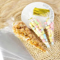 25/50pcs Plastic Cone Bags with Twist Ties for Popcorn Treat Candy Goodie Gifts and Party Favors Packaging. 
