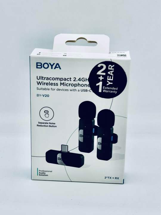 3 Years Warranty- Boya By-V20 Wireless Dual microphone for Type C mobiles
