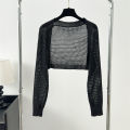 Crochet Knit Crop Cardigan Summer Beach Bikini Cover Up Long Sleeve Open-Front Bolero Sweater Shrug Top Women Vacation Outfit. 