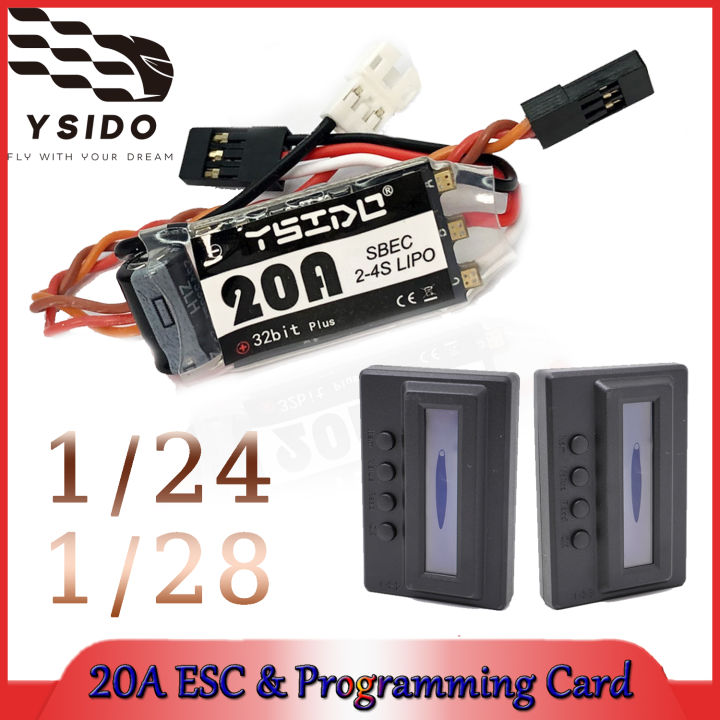 YSIDO Micro 20A Brushless ESC 2-4S Lipo With Programming Card Combo for 1/24 1/28 Kyosho Mr03 Pro Atomic DRZ RC Drift Racing Car